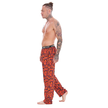 Orange-White-Black - Pack Shot - Norfolk & Way Mens Novelty All-Over Print Lounge Pants (Pack of 2)