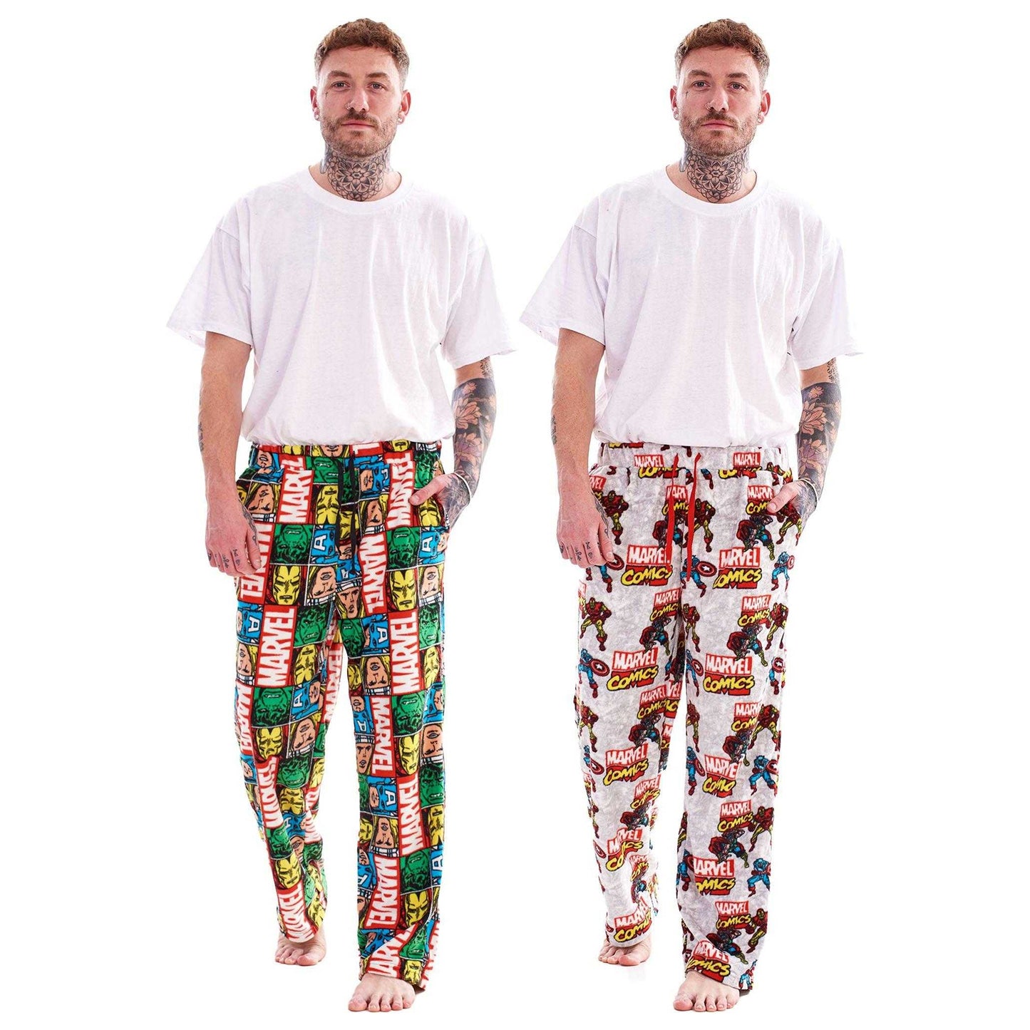 Multicoloured - Front - Marvel Avengers Mens Lounge Pants (Pack of 2)