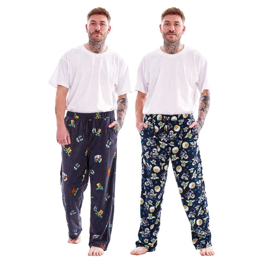 Multicoloured - Front - Star Wars Mandalorian Mens Lounge Pants (Pack of 2)