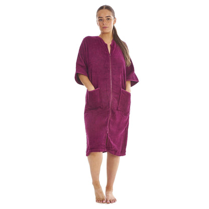 Wine - Side - Keanu Womens-Ladies Zip Front Towel