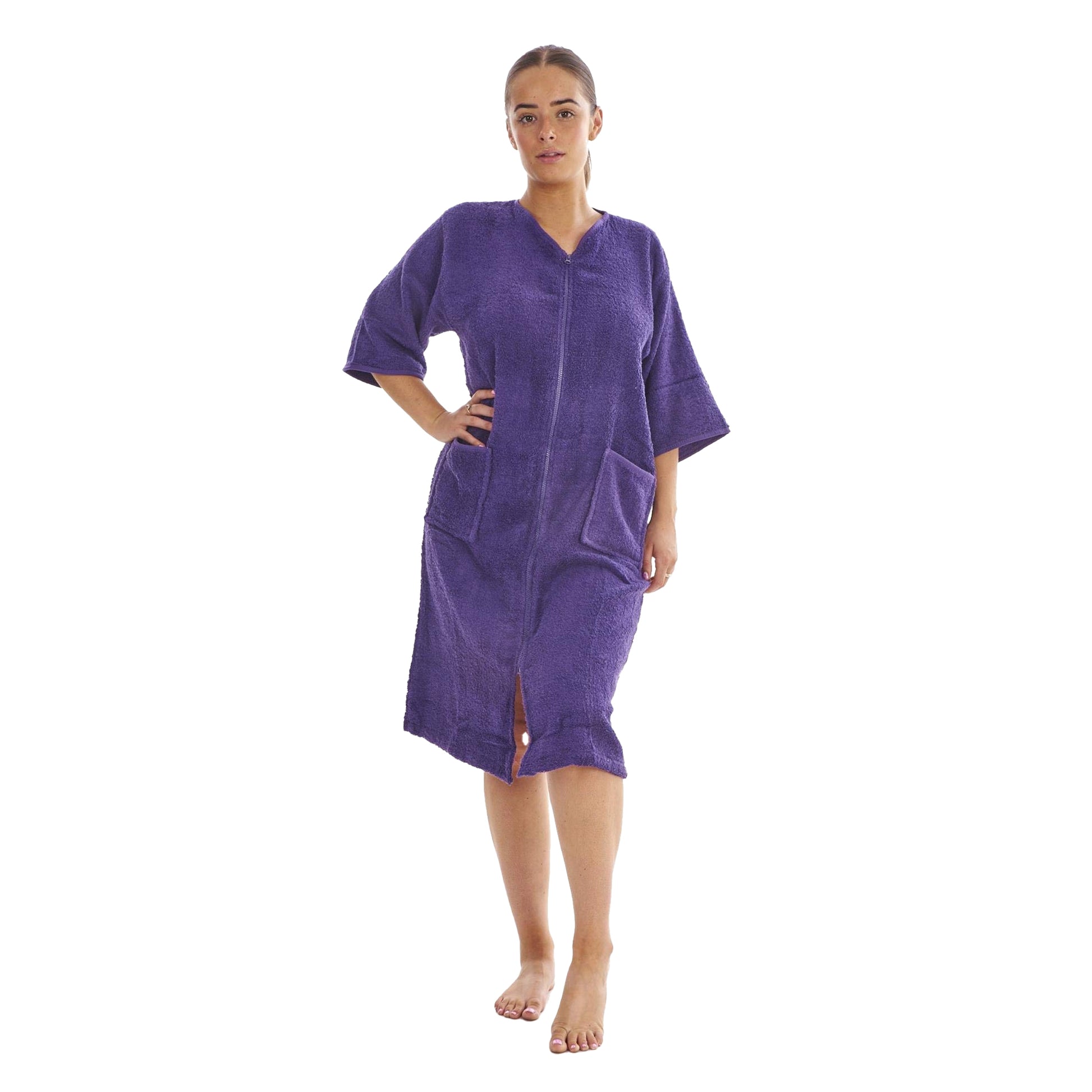 Aubergine - Side - Keanu Womens-Ladies Zip Front Towel