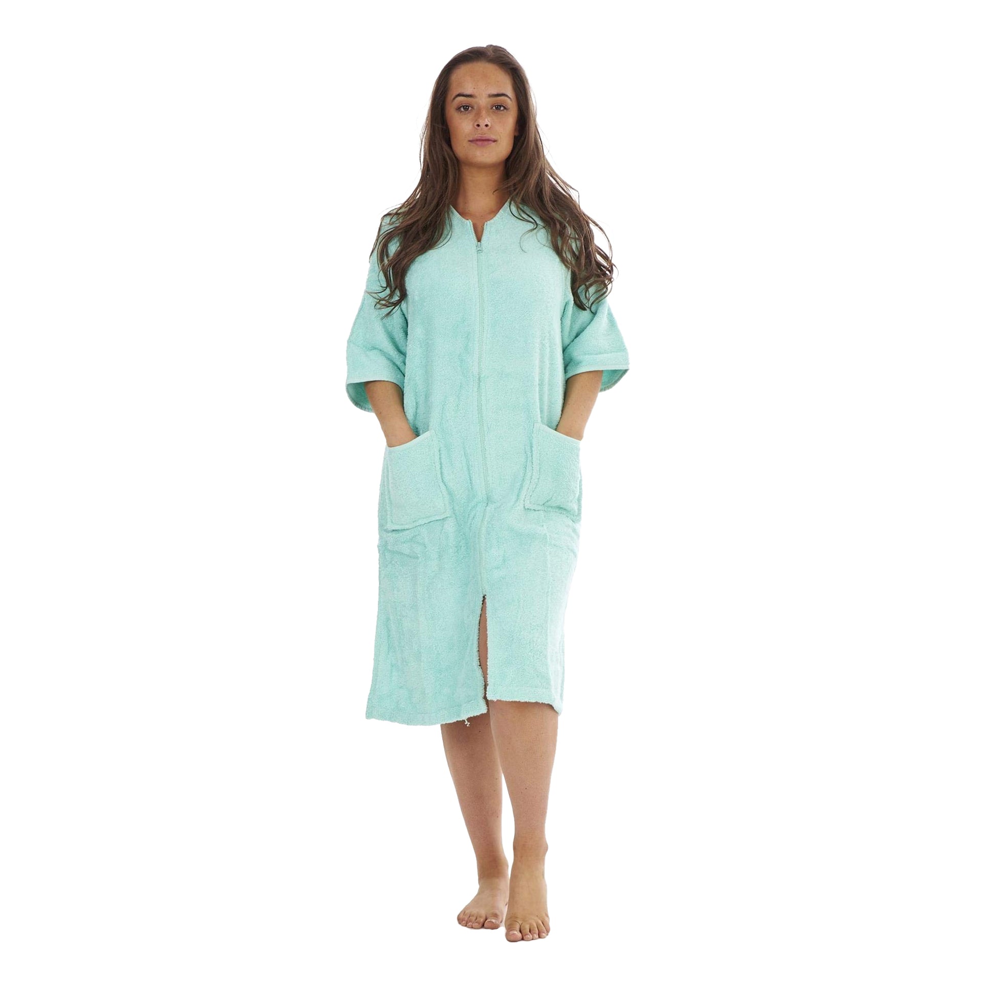 Sage Green - Side - Keanu Womens-Ladies Zip Front Towel
