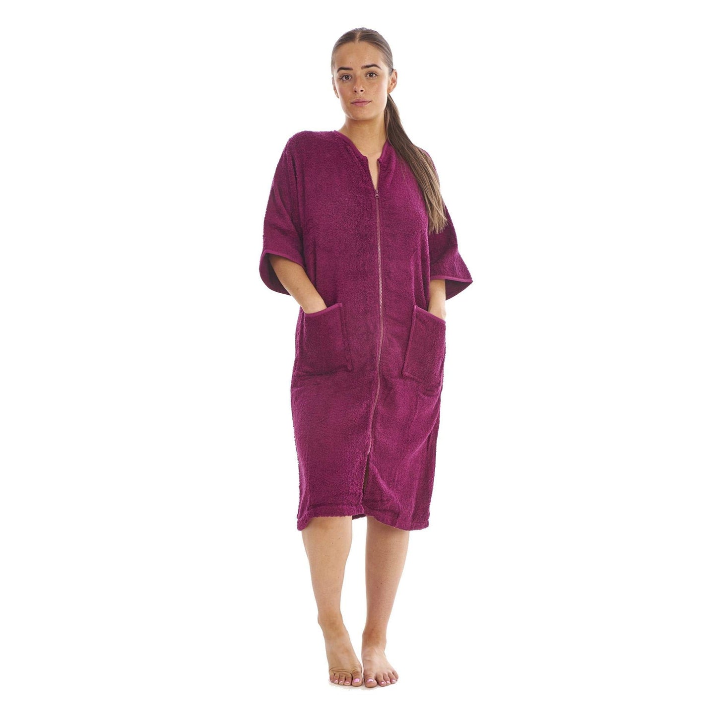 Wine - Front - Keanu Womens-Ladies Zip Front Towel