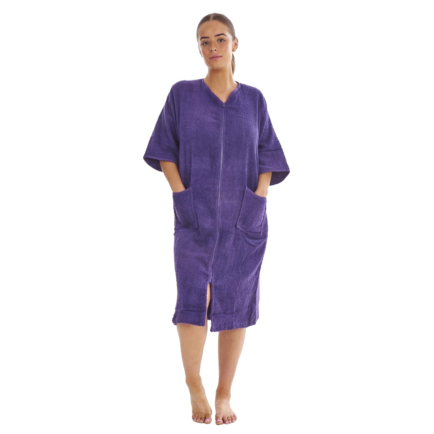 Aubergine - Front - Keanu Womens-Ladies Zip Front Towel