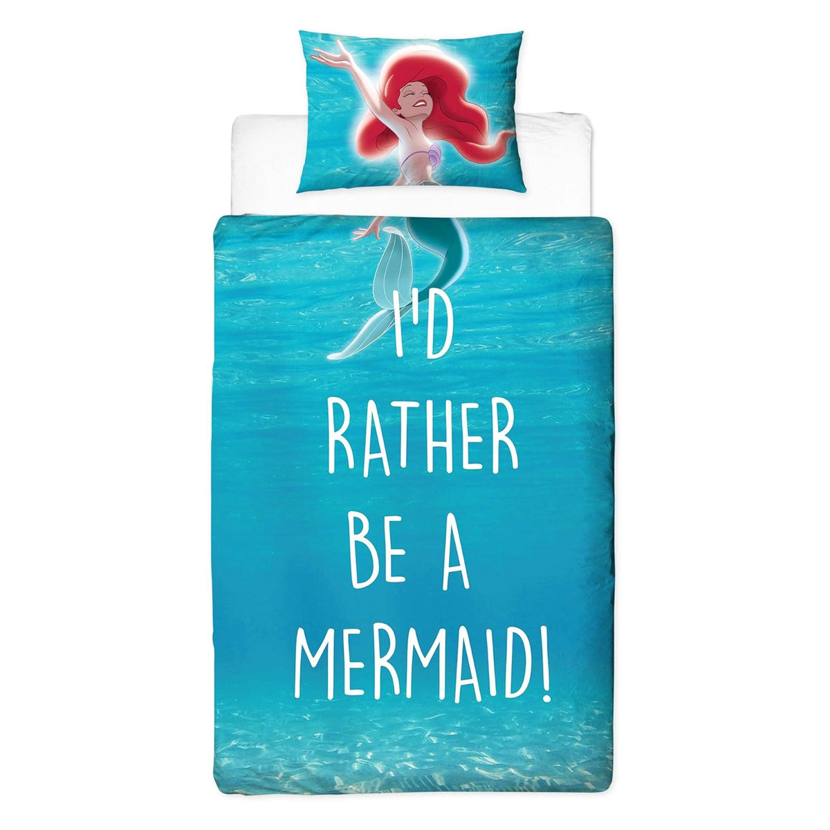 Blue-White - Back - Little Mermaid Reversible Duvet Set