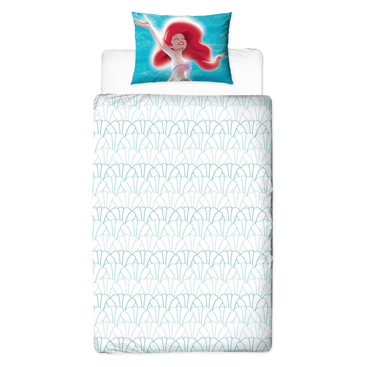 Blue-White - Side - Little Mermaid Reversible Duvet Set