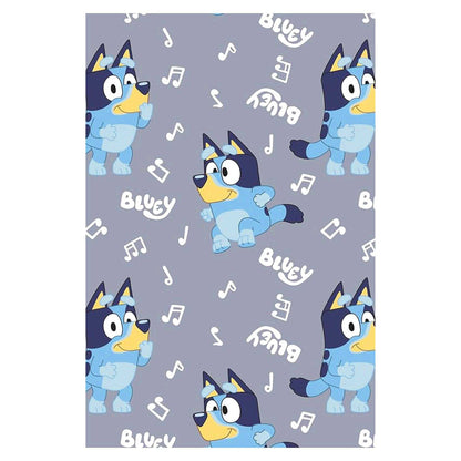 Grey-Blue-White - Front - Bluey Childrens-Kids Fleece Music Notes Supersoft Blanket