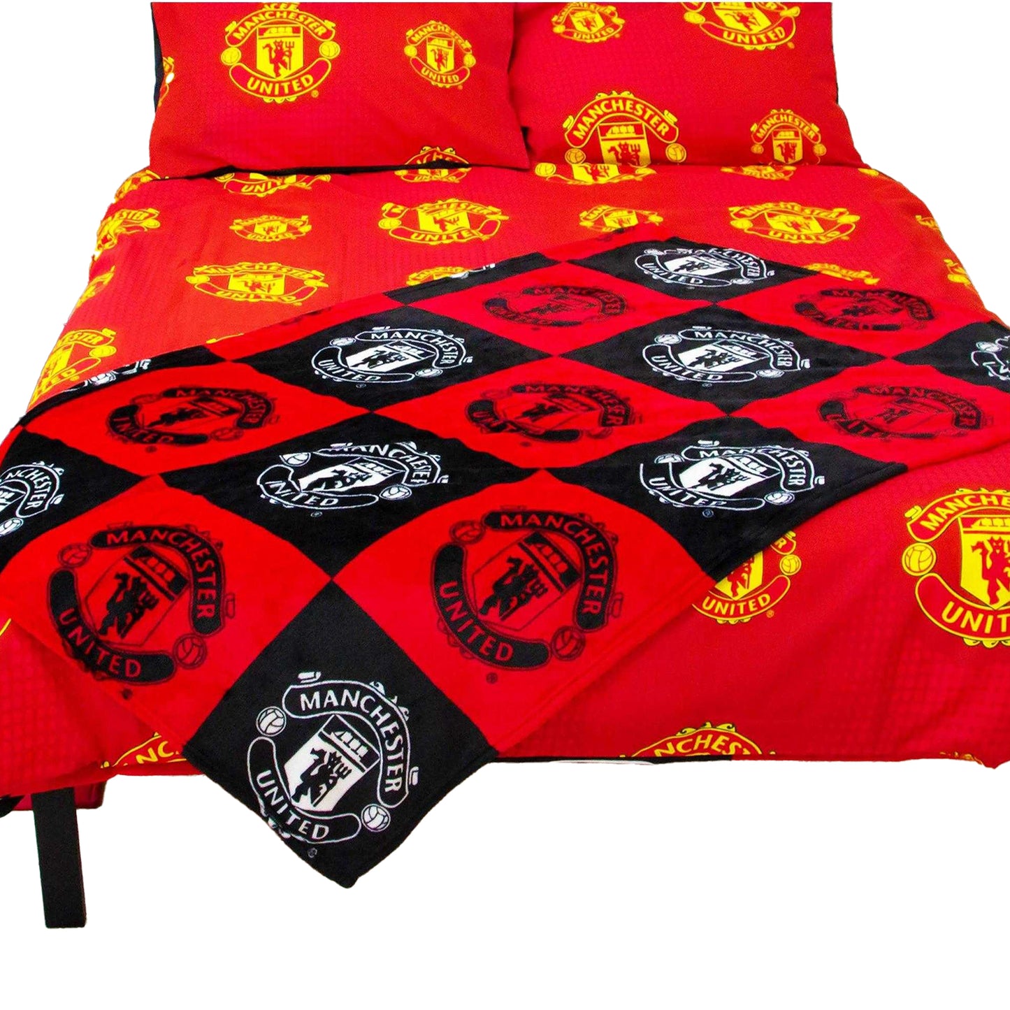 Red-Black - Lifestyle - Manchester United FC Fleece Checkered Blanket