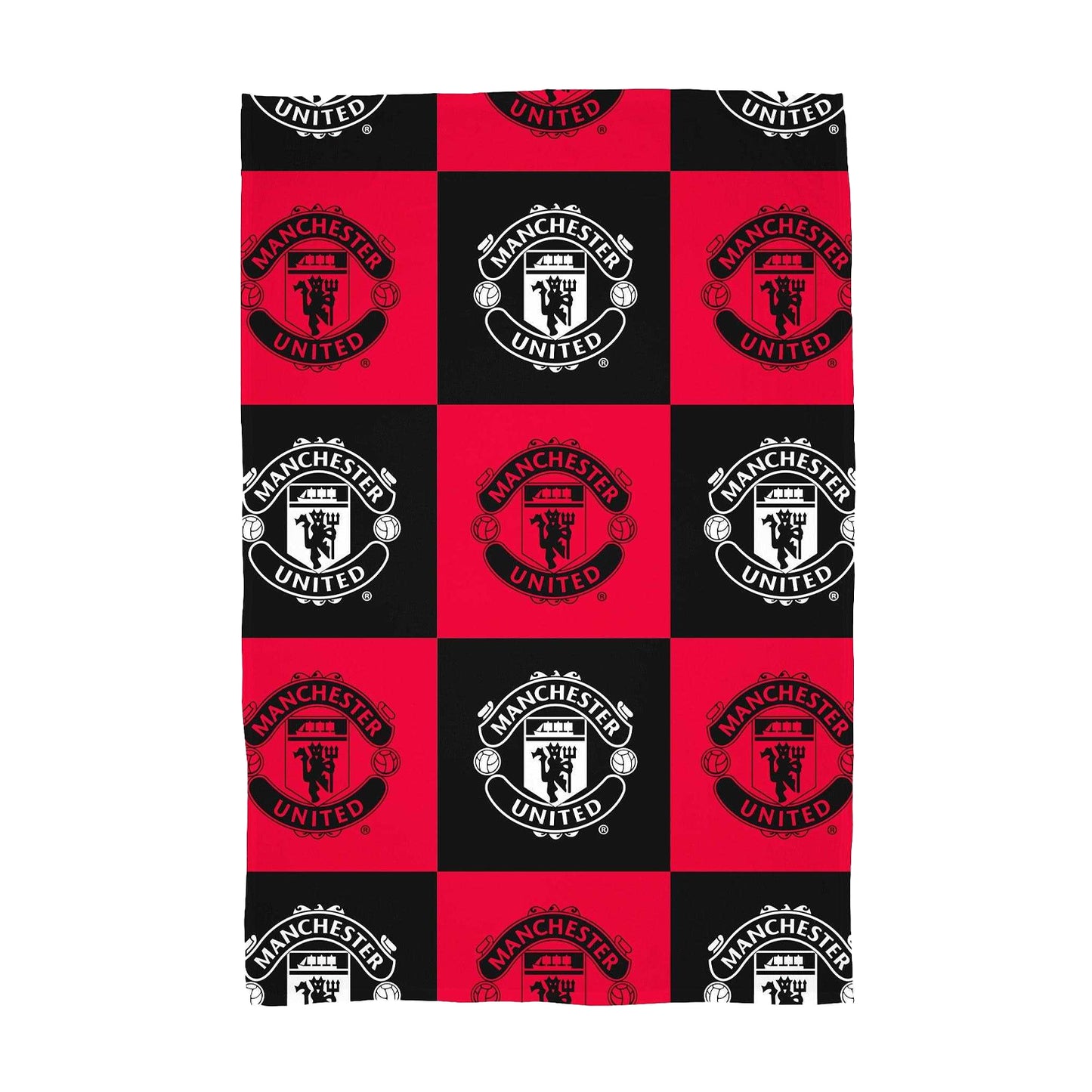 Red-Black - Front - Manchester United FC Fleece Checkered Blanket