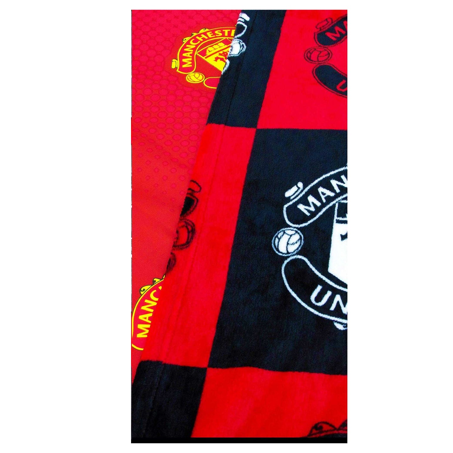 Red-Black - Side - Manchester United FC Fleece Checkered Blanket
