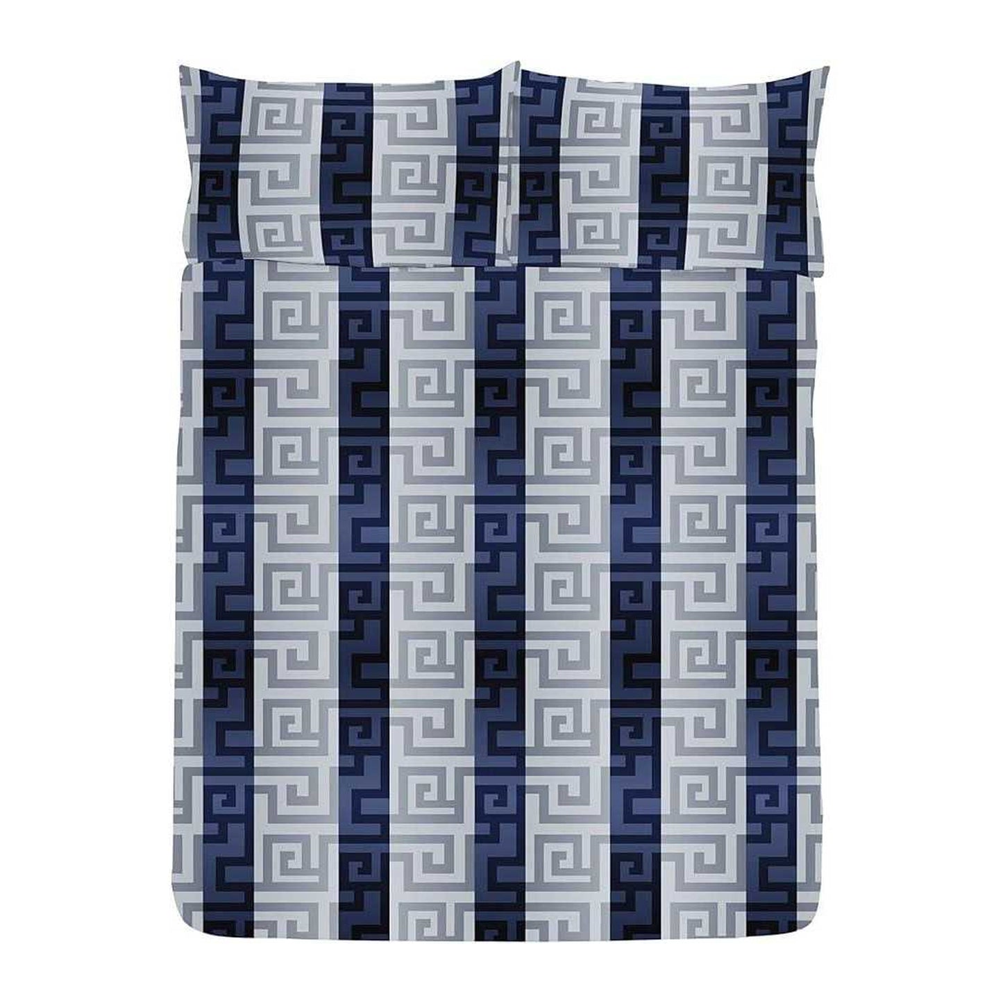 Navy-Silver - Front - K Collection Athena Reversible Duvet Set