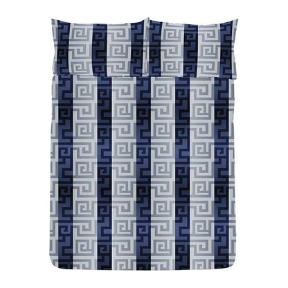 Navy-Silver - Front - K Collection Athena Reversible Duvet Set