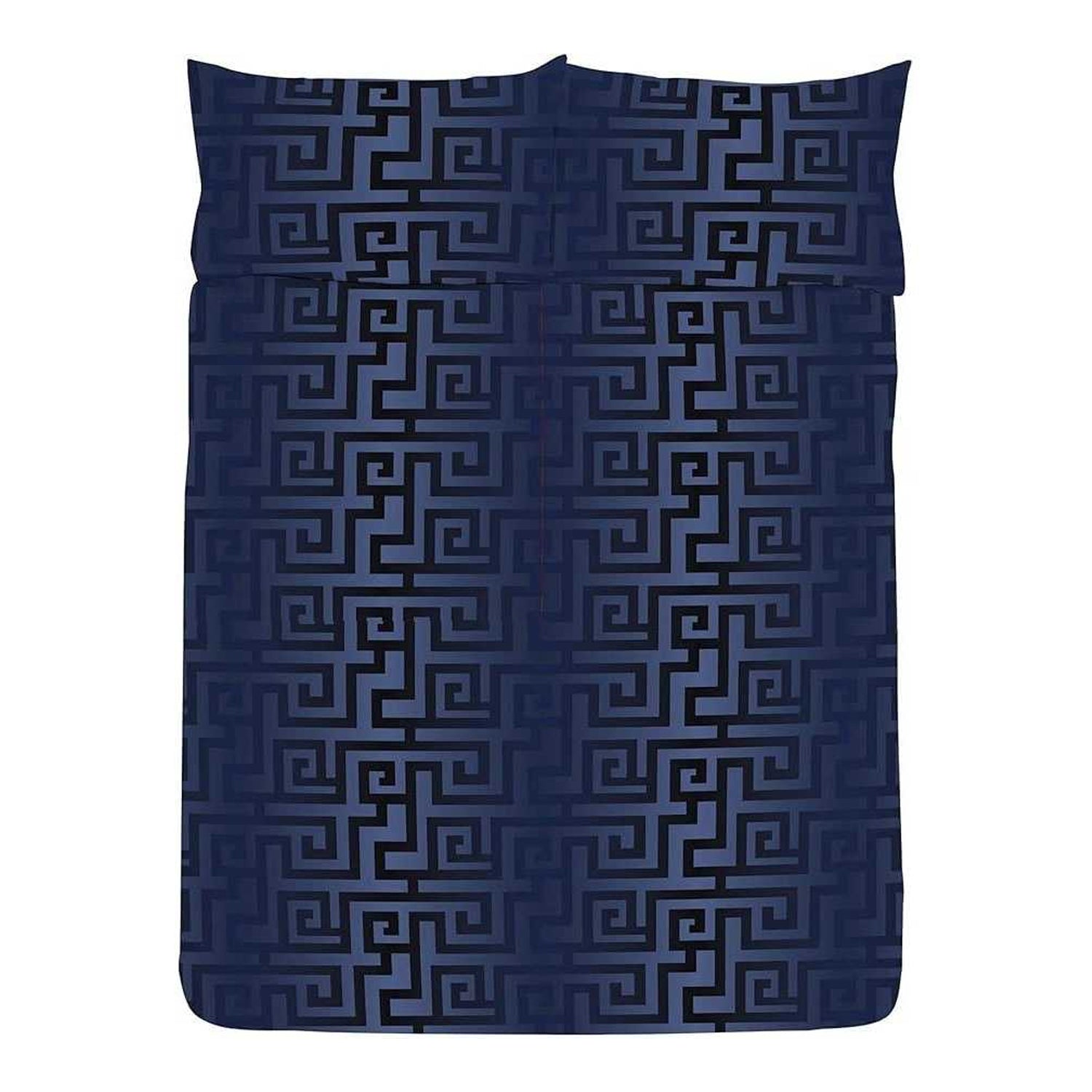 Navy-Silver - Back - K Collection Athena Reversible Duvet Set
