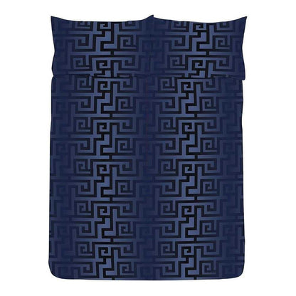 Navy-Silver - Back - K Collection Athena Reversible Duvet Set