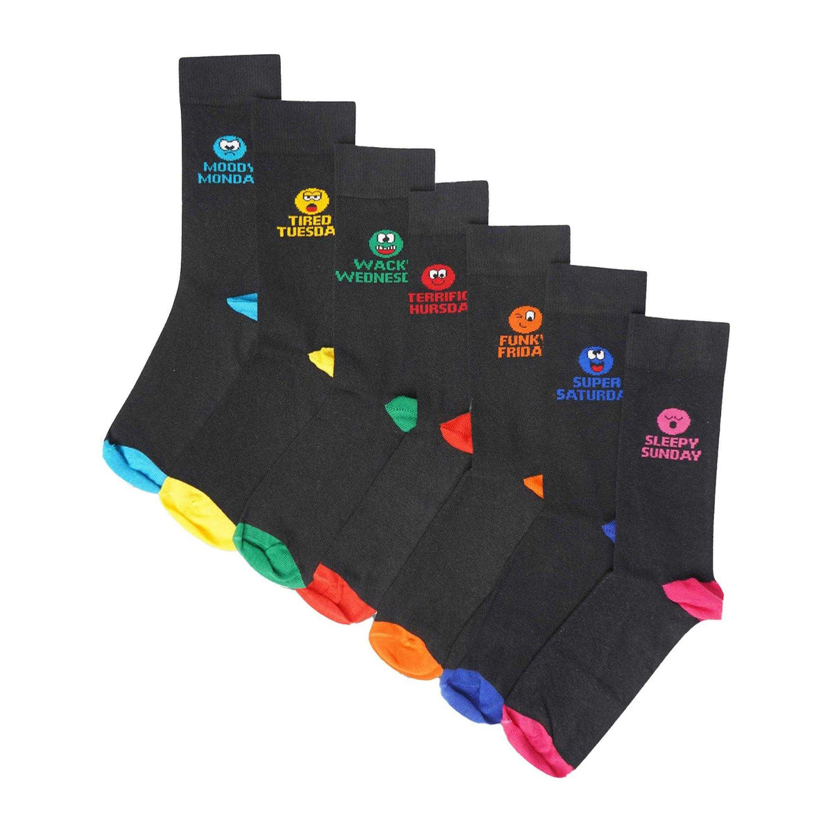 Multicoloured - Front - Soxy Childrens-Kids Mood Of The Week Novelty Socks (Pack of 7)