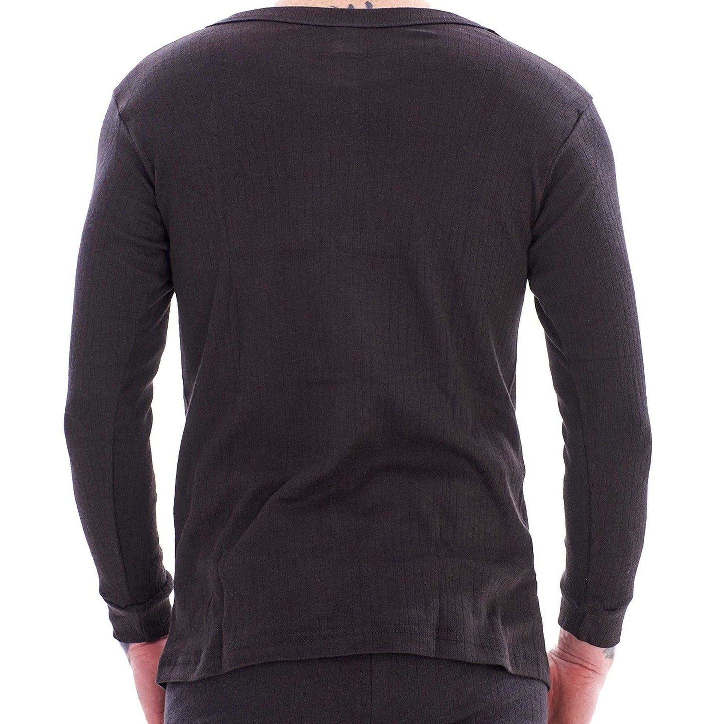Black - Back - Keanu Mens Thermal Long-Sleeved T-Shirt (Pack of 3)