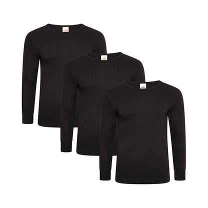 Black - Front - Keanu Mens Thermal Long-Sleeved T-Shirt (Pack of 3)