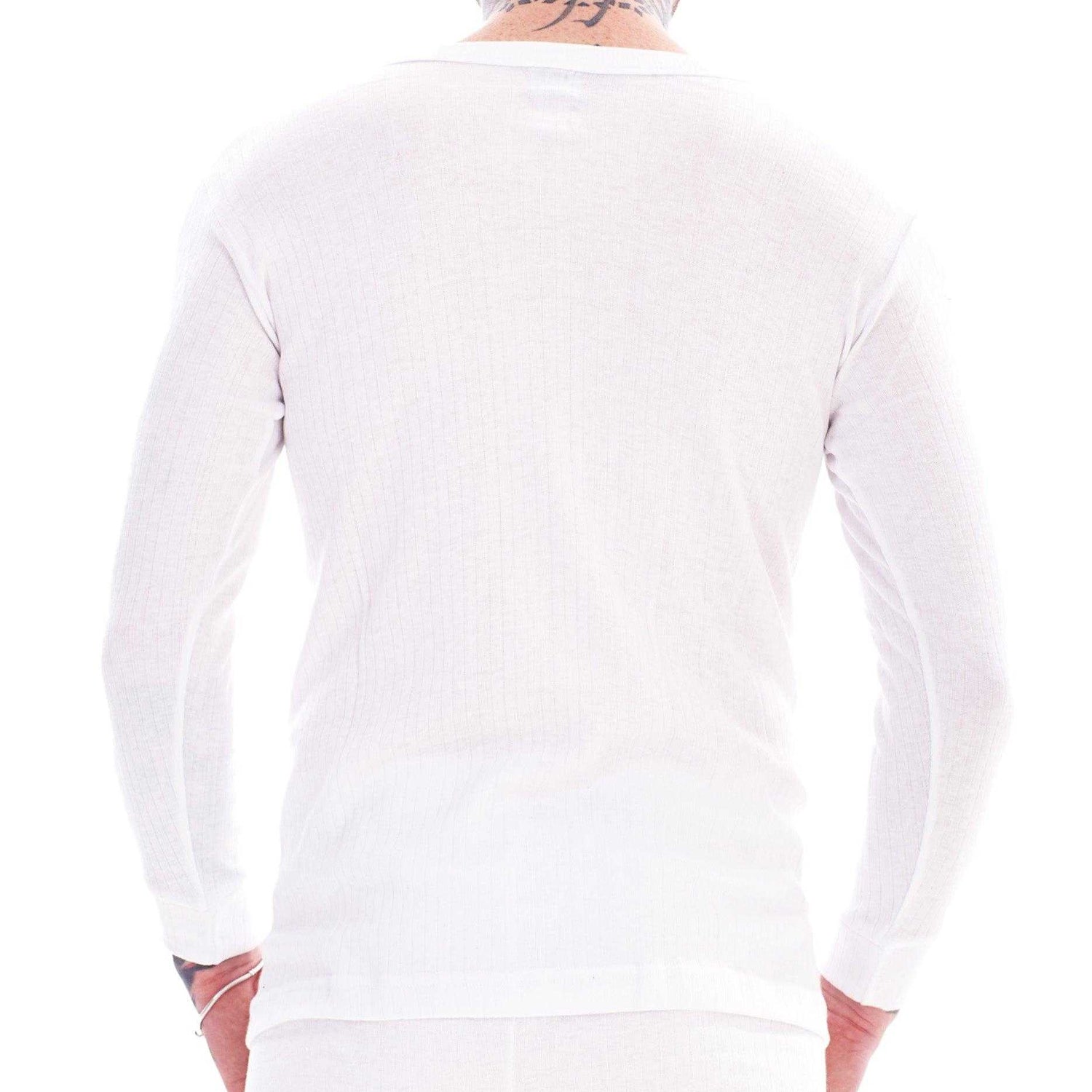 White - Back - Keanu Mens Thermal Long-Sleeved T-Shirt (Pack of 3)
