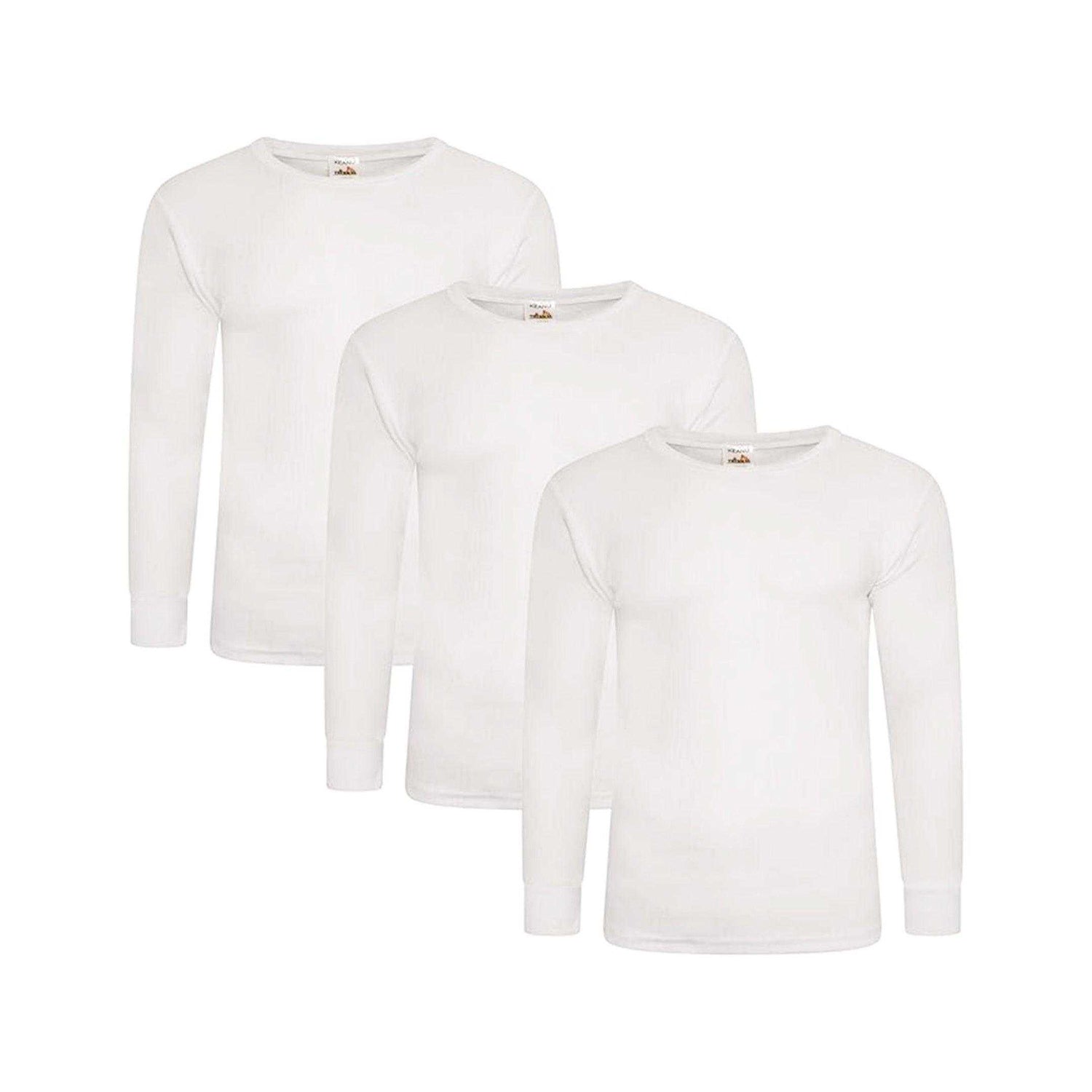 White - Front - Keanu Mens Thermal Long-Sleeved T-Shirt (Pack of 3)
