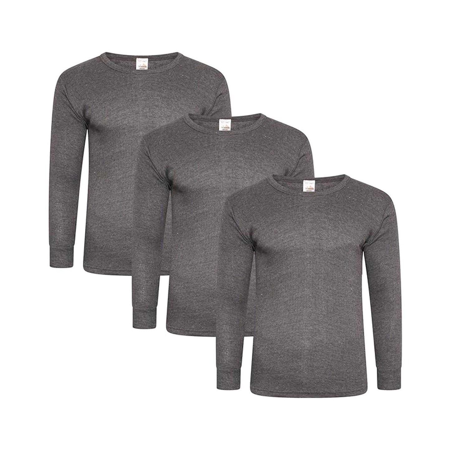 Grey - Front - Keanu Mens Thermal Long-Sleeved T-Shirt (Pack of 3)
