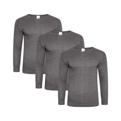 Grey - Front - Keanu Mens Thermal Long-Sleeved T-Shirt (Pack of 3)