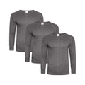 Grey - Front - Keanu Mens Thermal Long-Sleeved T-Shirt (Pack of 3)