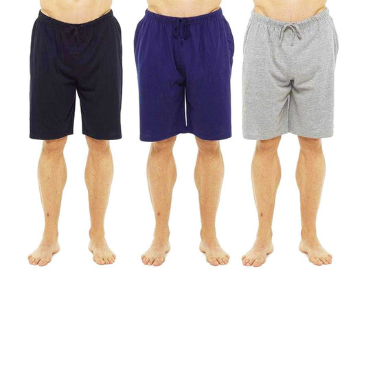 Black-Navy-Grey - Front - Keanu Mens Lounge Shorts (Pack of 3)