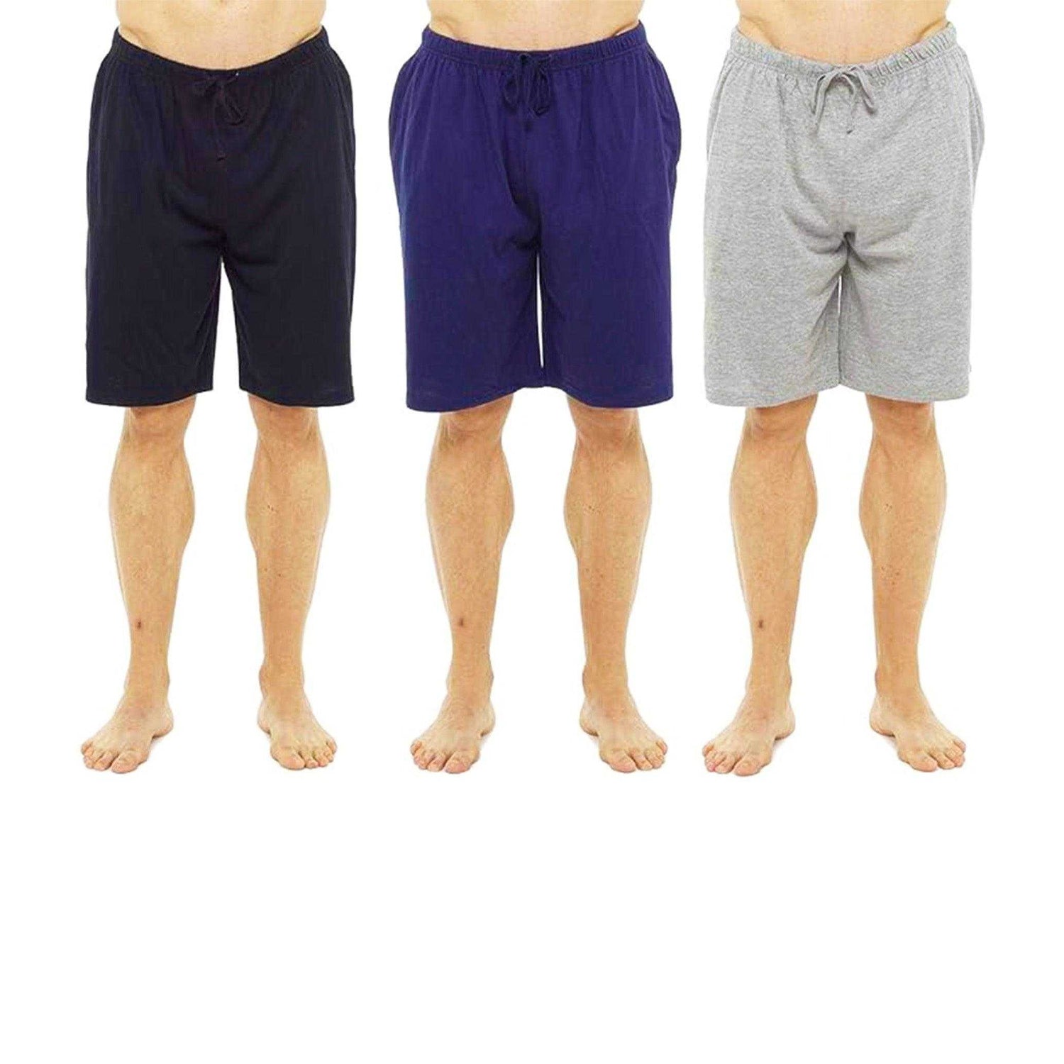 Black-Navy-Grey - Front - Keanu Mens Lounge Shorts (Pack of 3)