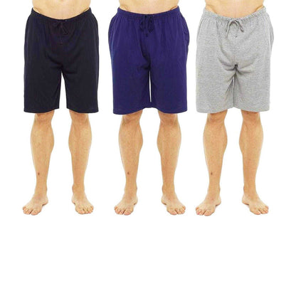 Black-Navy-Grey - Front - Keanu Mens Lounge Shorts (Pack of 3)