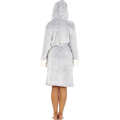 Grey - Lifestyle - Keanu Womens-Ladies Shimmer Sherpa Fleece Dressing Gown