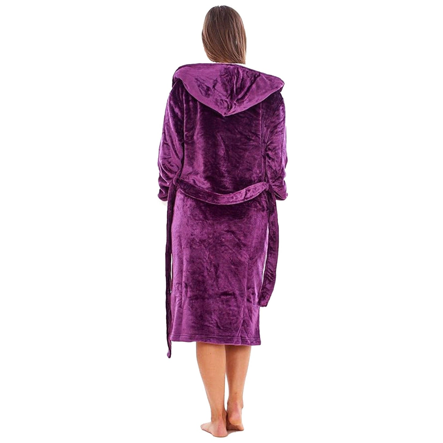 Purple - Lifestyle - Keanu Womens-Ladies Shimmer Sherpa Fleece Dressing Gown