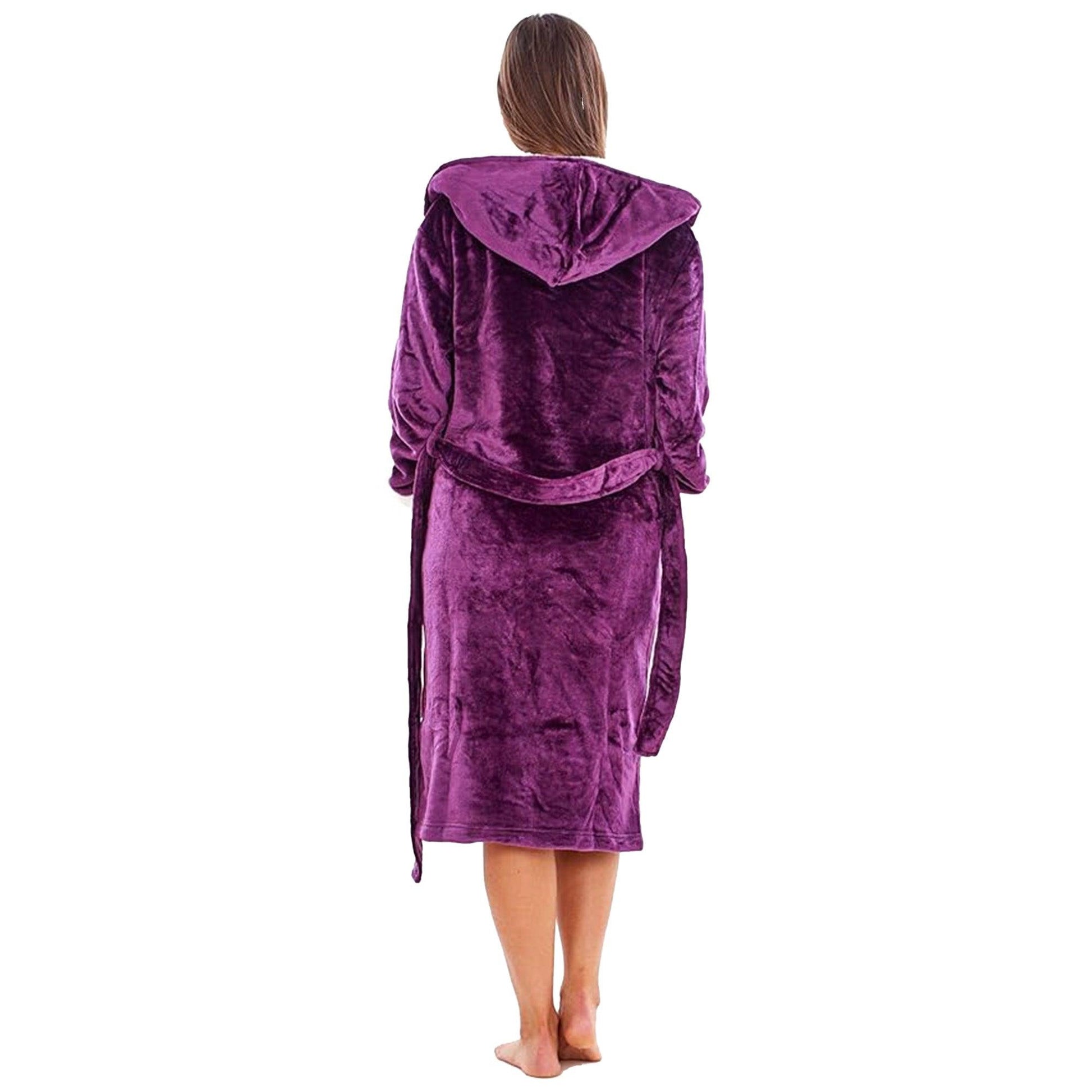 Purple - Lifestyle - Keanu Womens-Ladies Shimmer Sherpa Fleece Dressing Gown