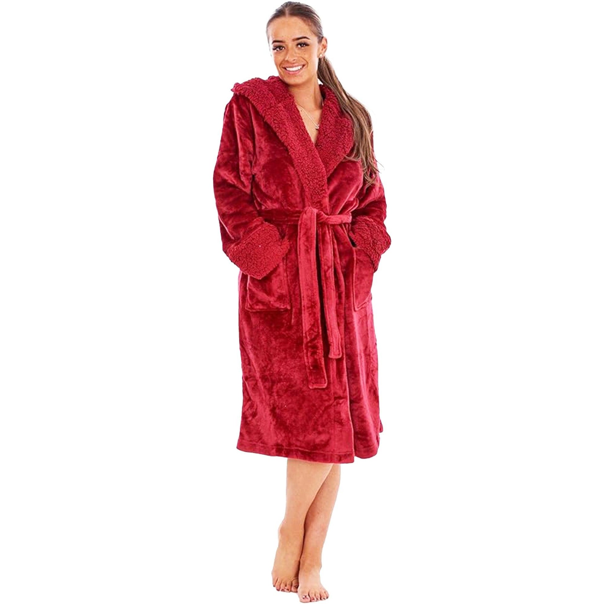 Berry - Lifestyle - Keanu Womens-Ladies Shimmer Sherpa Fleece Dressing Gown