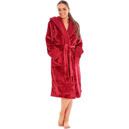 Berry - Lifestyle - Keanu Womens-Ladies Shimmer Sherpa Fleece Dressing Gown