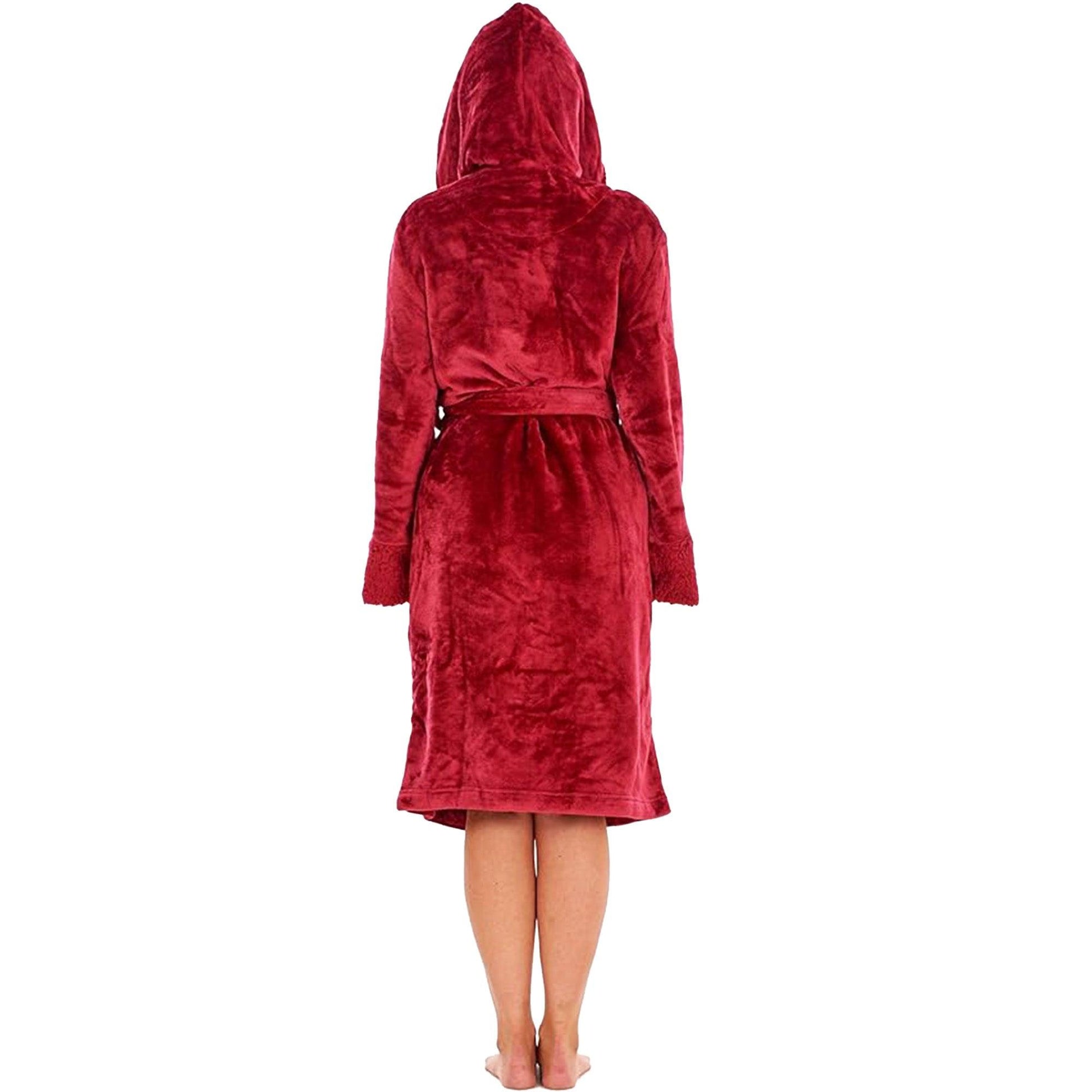 Berry - Back - Keanu Womens-Ladies Shimmer Sherpa Fleece Dressing Gown