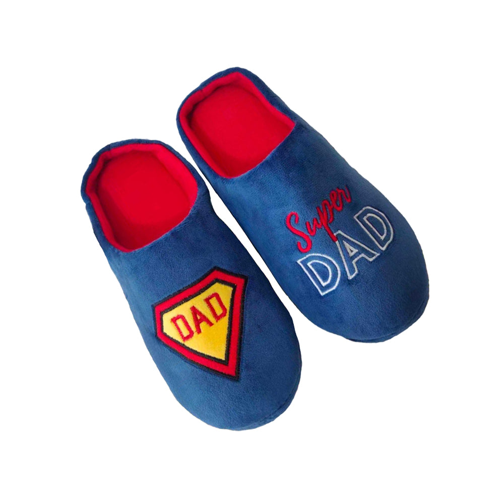 Blue-Red - Back - Keanu Mens Super Dad Slip-on Mule Slippers