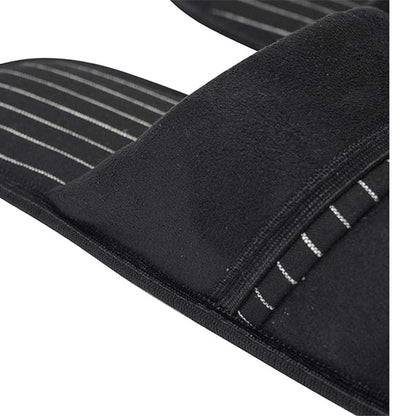 Black - Back - Keanu Mens Pinstripe Slip-on Mule Slippers