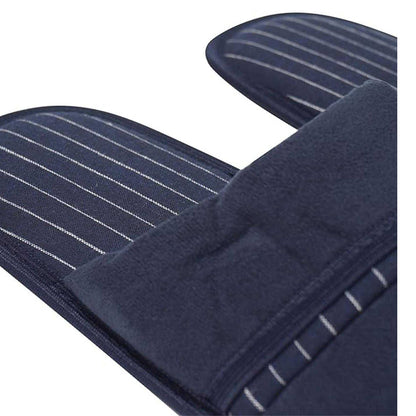 Navy - Back - Keanu Mens Pinstripe Slip-on Mule Slippers
