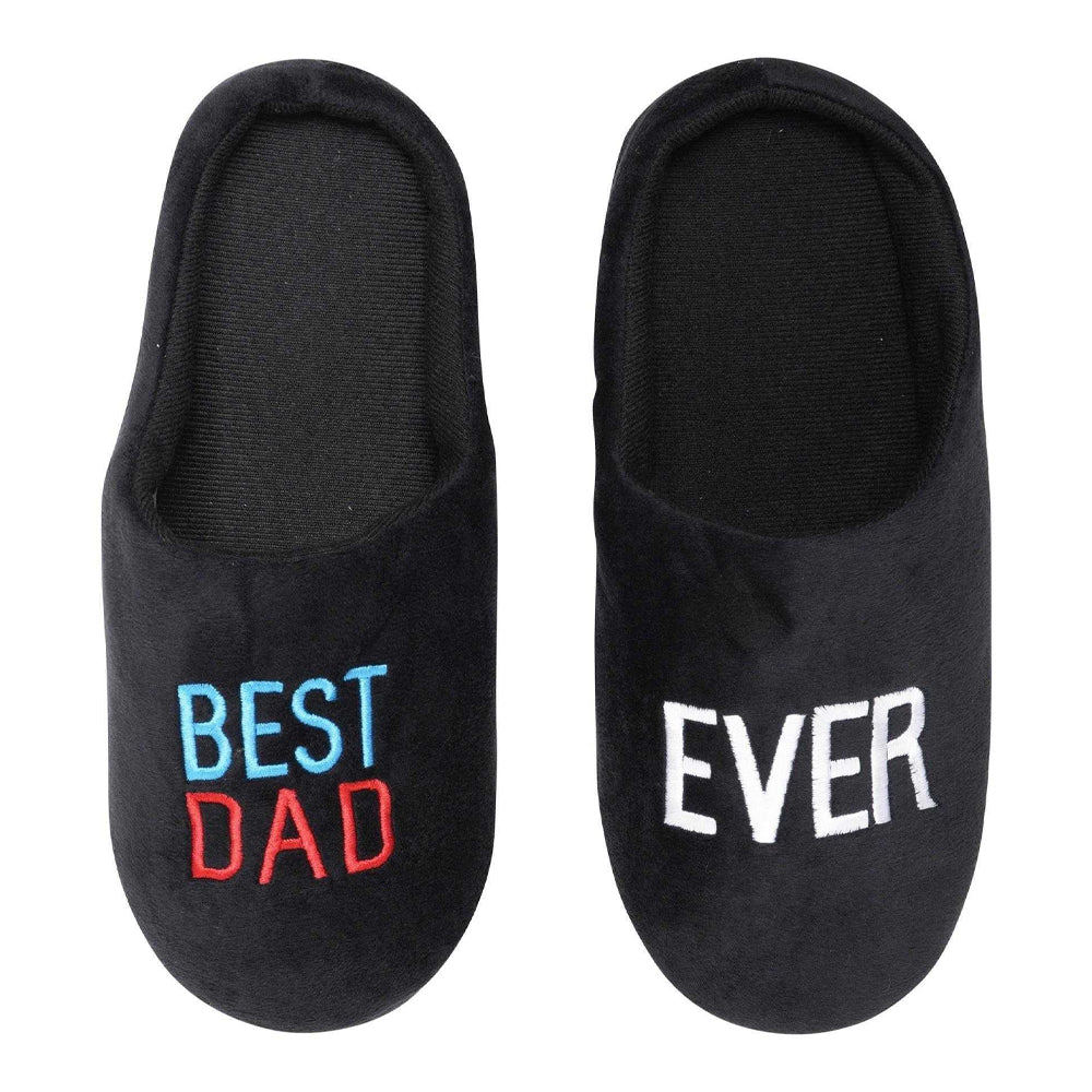 Black - Front - Keanu Mens Best Dad Ever Slip-on Mule Slippers