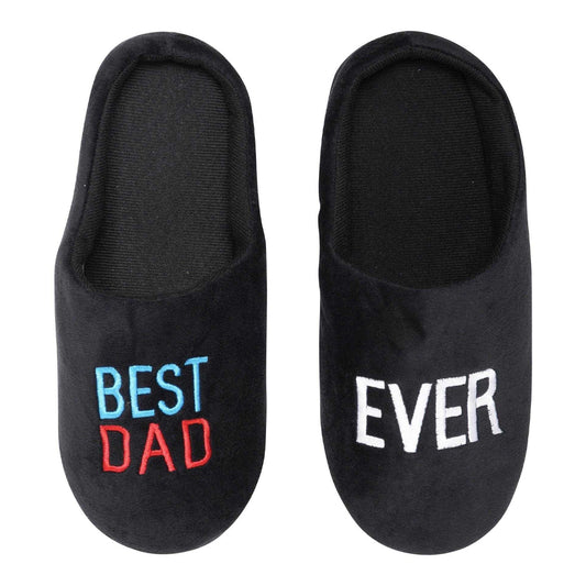 Black - Front - Keanu Mens Best Dad Ever Slip-on Mule Slippers