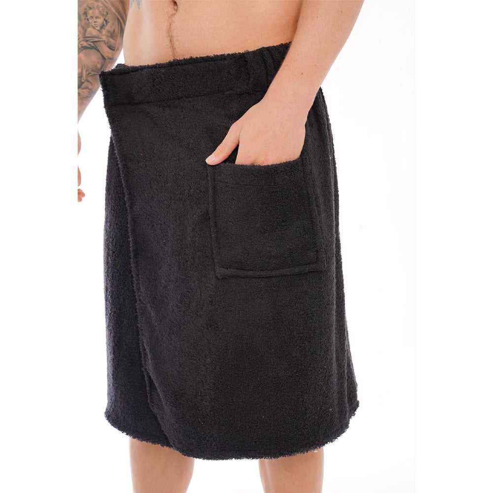 Black - Back - Keanu Mens Wrap Towel