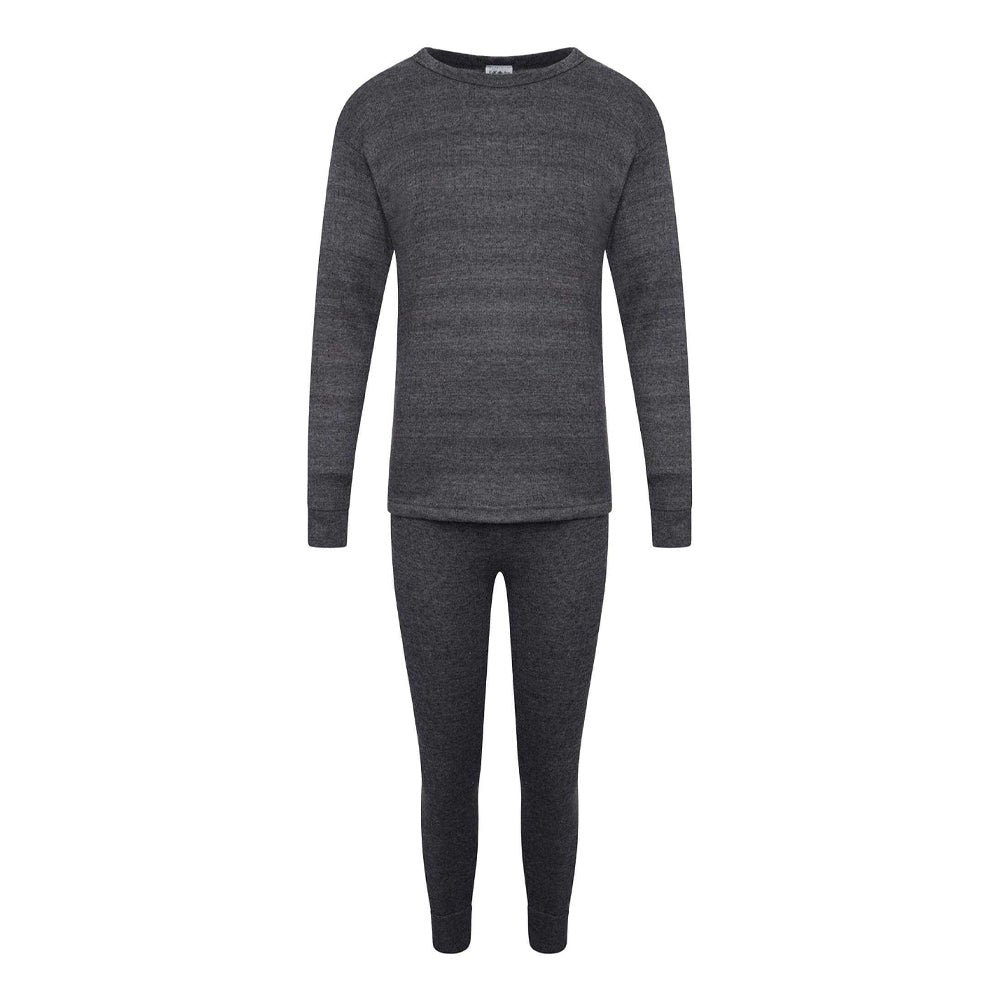 Charcoal - Front - K Collection Childrens-Kids Long-Sleeved Thermal Base Layers Set