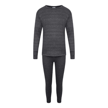 Charcoal - Front - K Collection Childrens-Kids Long-Sleeved Thermal Base Layers Set