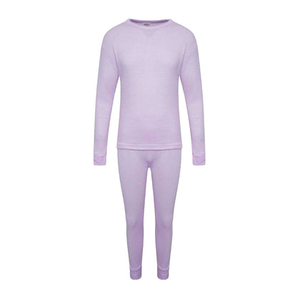 Lilac - Front - K Collection Childrens-Kids Long-Sleeved Thermal Base Layers Set