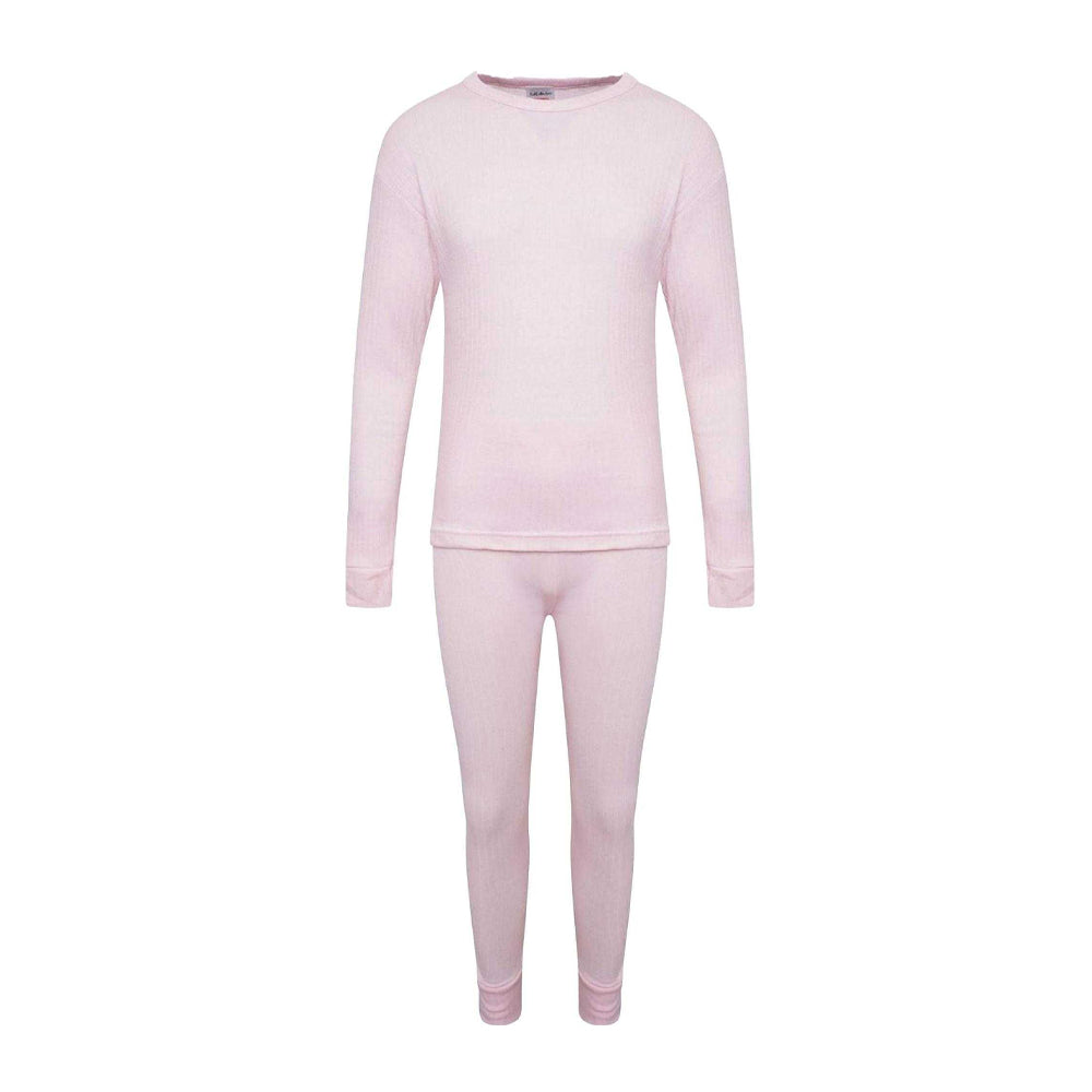 Pink - Front - K Collection Childrens-Kids Long-Sleeved Thermal Base Layers Set