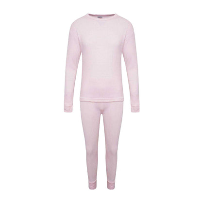 Pink - Front - K Collection Childrens-Kids Long-Sleeved Thermal Base Layers Set
