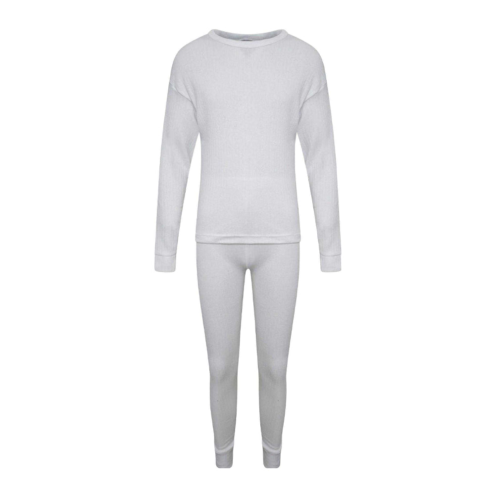 White - Front - K Collection Childrens-Kids Long-Sleeved Thermal Base Layers Set