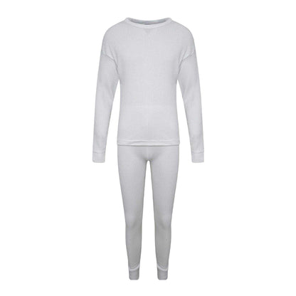 White - Front - K Collection Childrens-Kids Long-Sleeved Thermal Base Layers Set