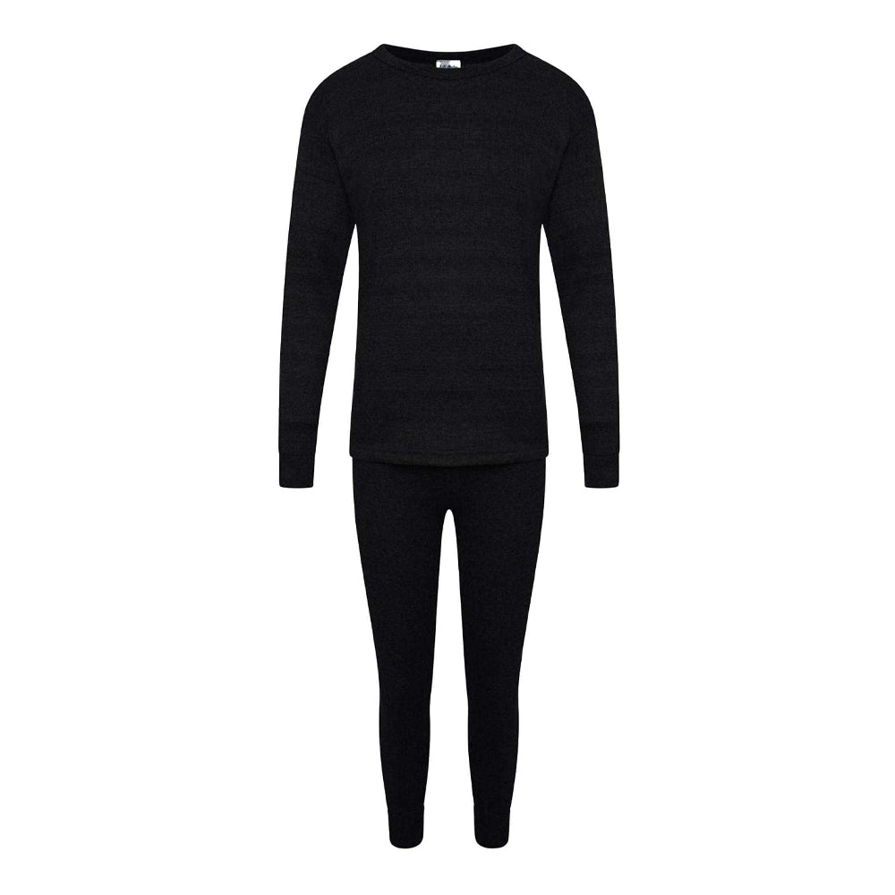 Black - Front - K Collection Childrens-Kids Long-Sleeved Thermal Base Layers Set