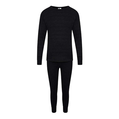 Black - Front - K Collection Childrens-Kids Long-Sleeved Thermal Base Layers Set